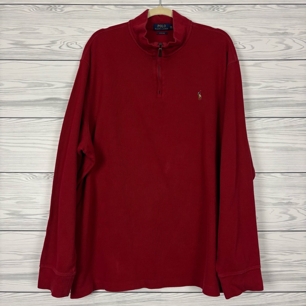 Polo Ralph Lauren Estate Rib Half Zip Pullover Sweater Size XXL Red - Picture 1 of 9